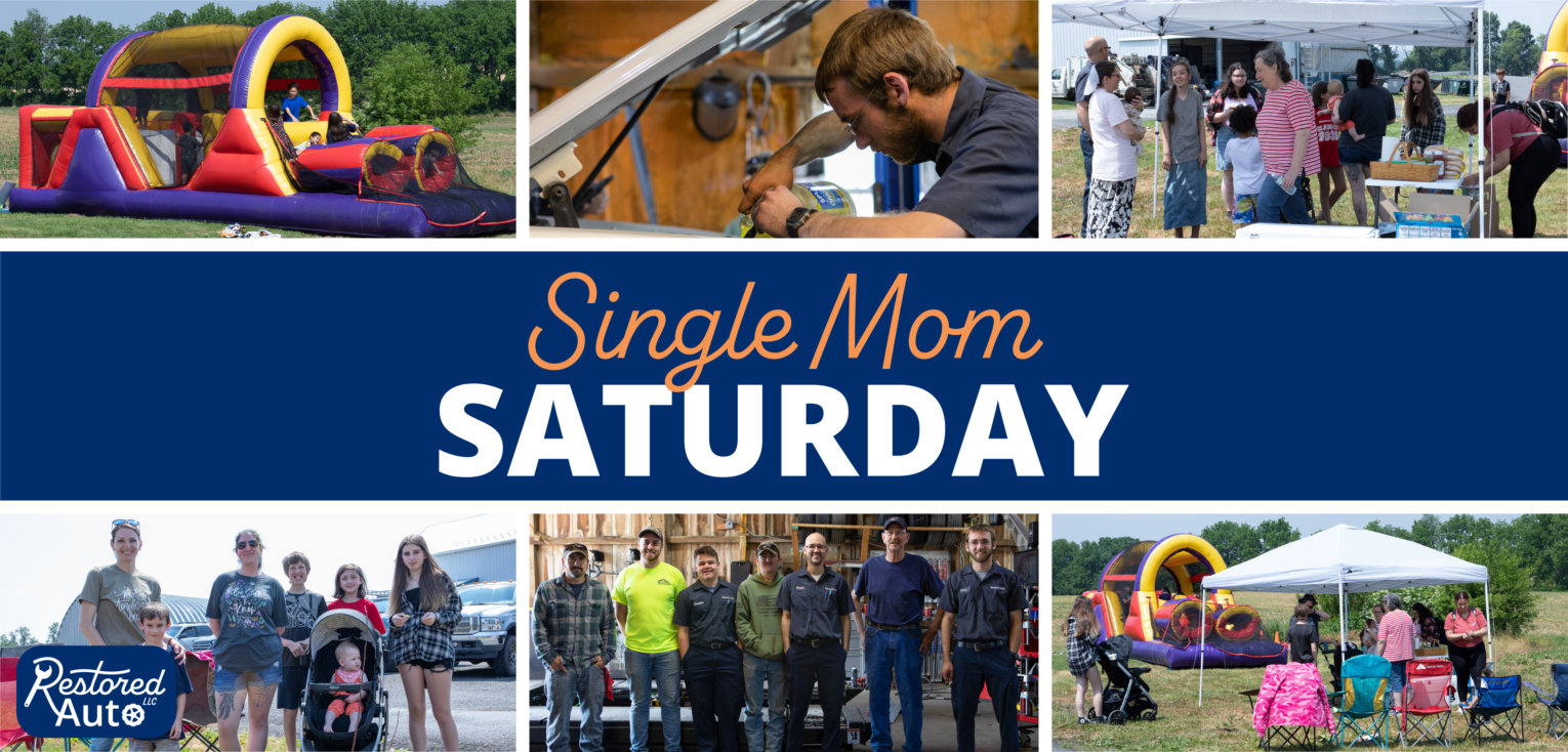 A compilation of images from Single Mom Saturday and the words "Single Mom Saturday" in the middle