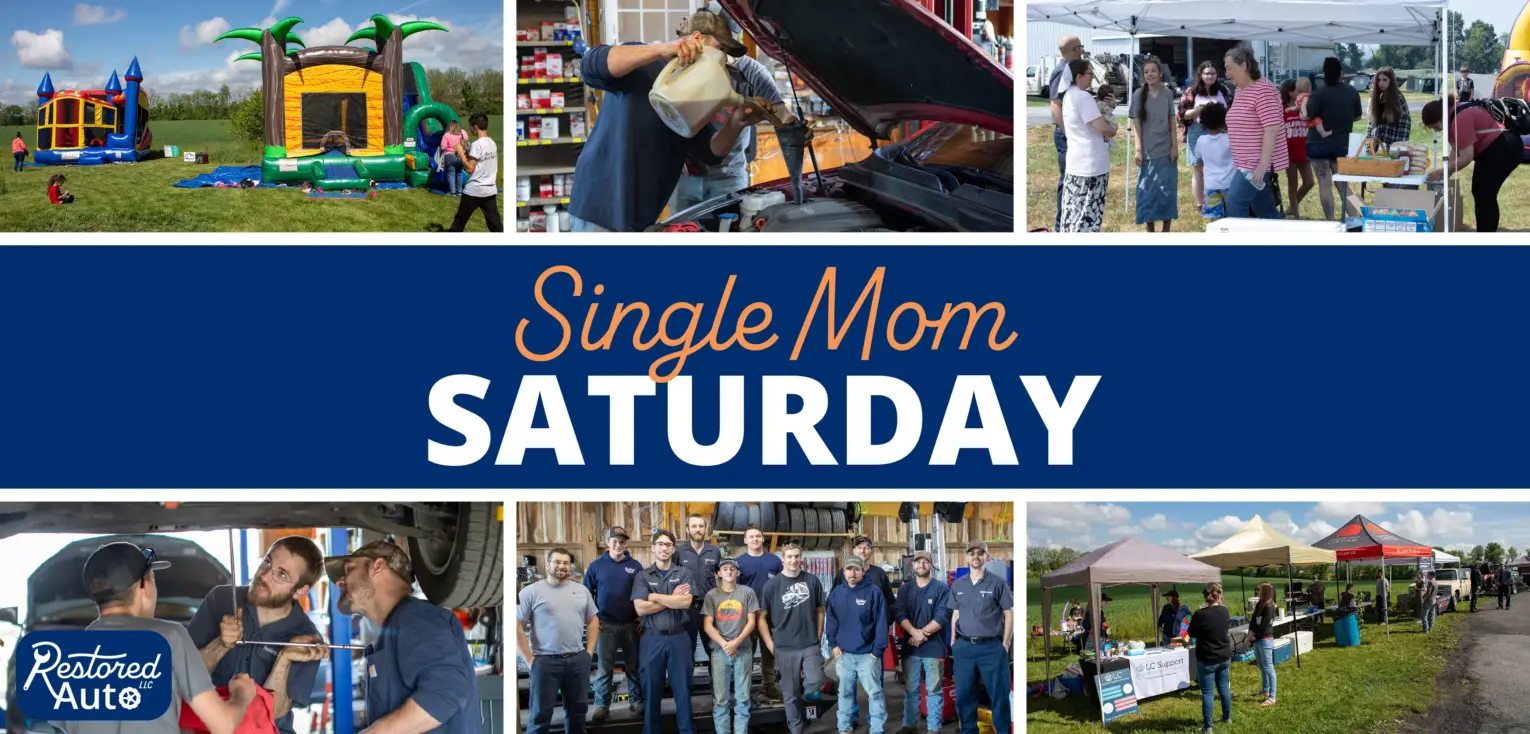 A compilation of images from previous events and the words "Single Mom Saturday" in the middle